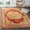 Tapis oriental rouge / orange / beige en viscose et jute noué à la main Artesia