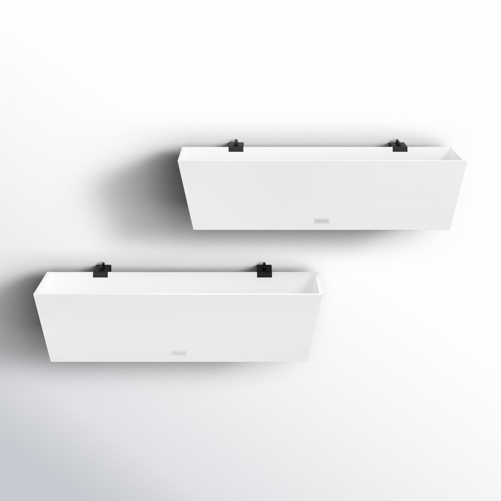 Pure Series 36" Railing Planter, 9'' H x 36'' W x 10'' D, White, Set of 2