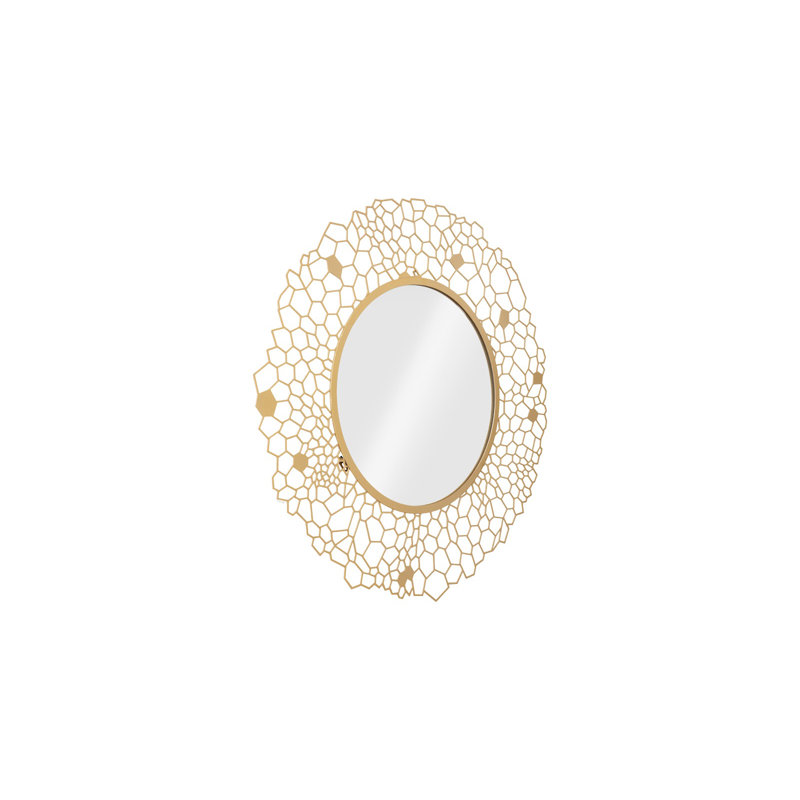 Round Honeycomb Mirror Brass