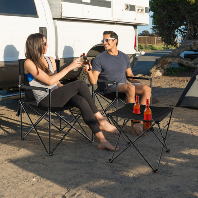 Outdoor Folding Camping Chairs And Table Set With Carrying Bag