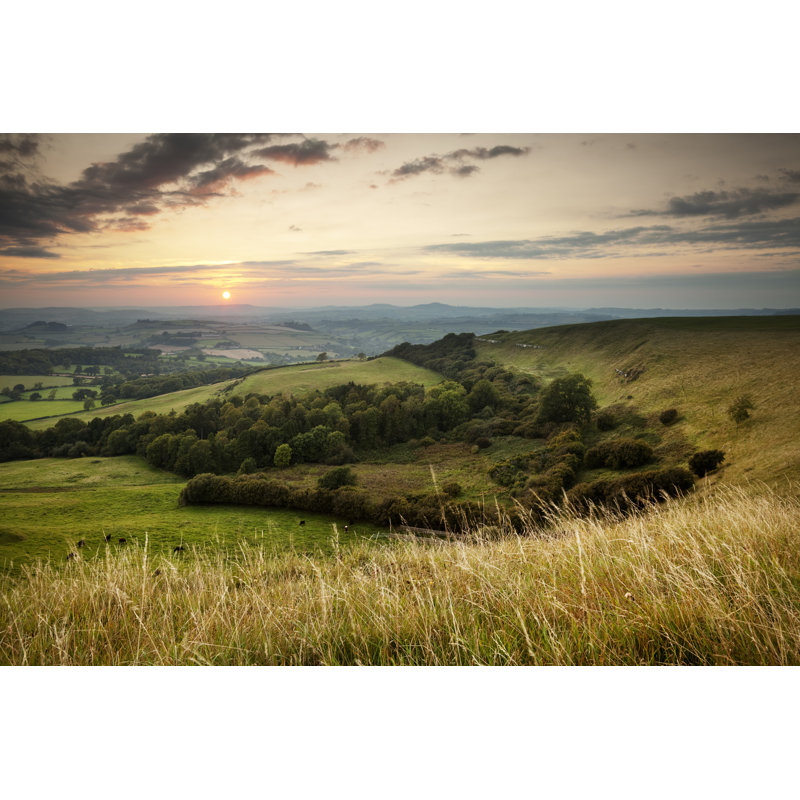 Sunset Over English Countryside by Blackbeck - Wrapped Canvas Print, 81cm H x 122cm W