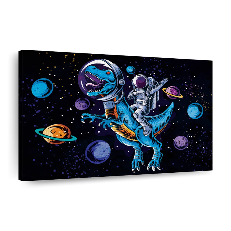 Space T Rex sur toile, H 24 po x l 36 po x P 1,25 po