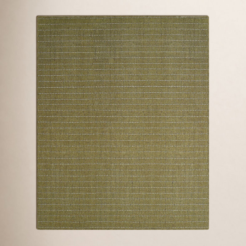 Tapis vert tissé à la main Amita, Rectangle 9 pi x 12 pi