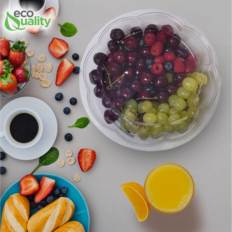  64Oz Clear Salad Bowls With Lids And Fork - For Lunch, Salads, Fruits, And Meal Prep (100)