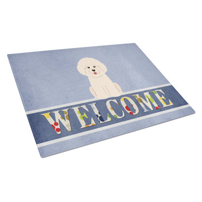 Caroline's Treasures Welcome Dog Glass Bichon Frise Cutting Board
