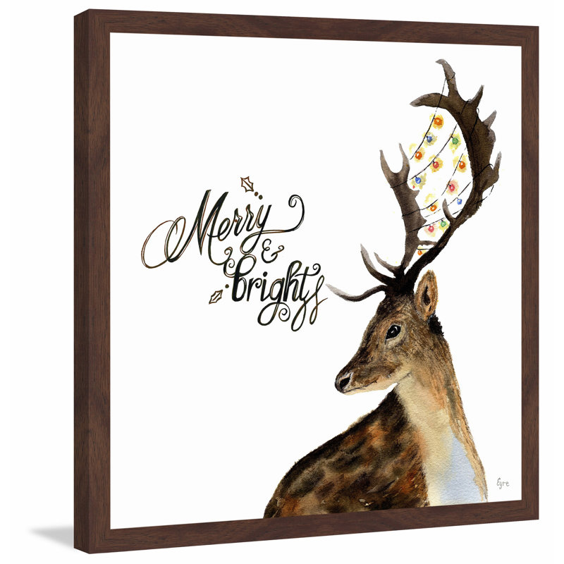 « cerf de père noël », reproduction d’art encadrée, 12 po x 12 po