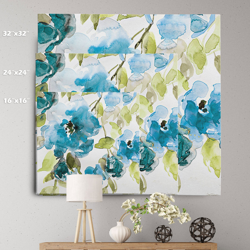 « belle blue i » par carol robinson, reproduction d’art sur toile tendue, H 24 po x l 24 po x P 1,5 po