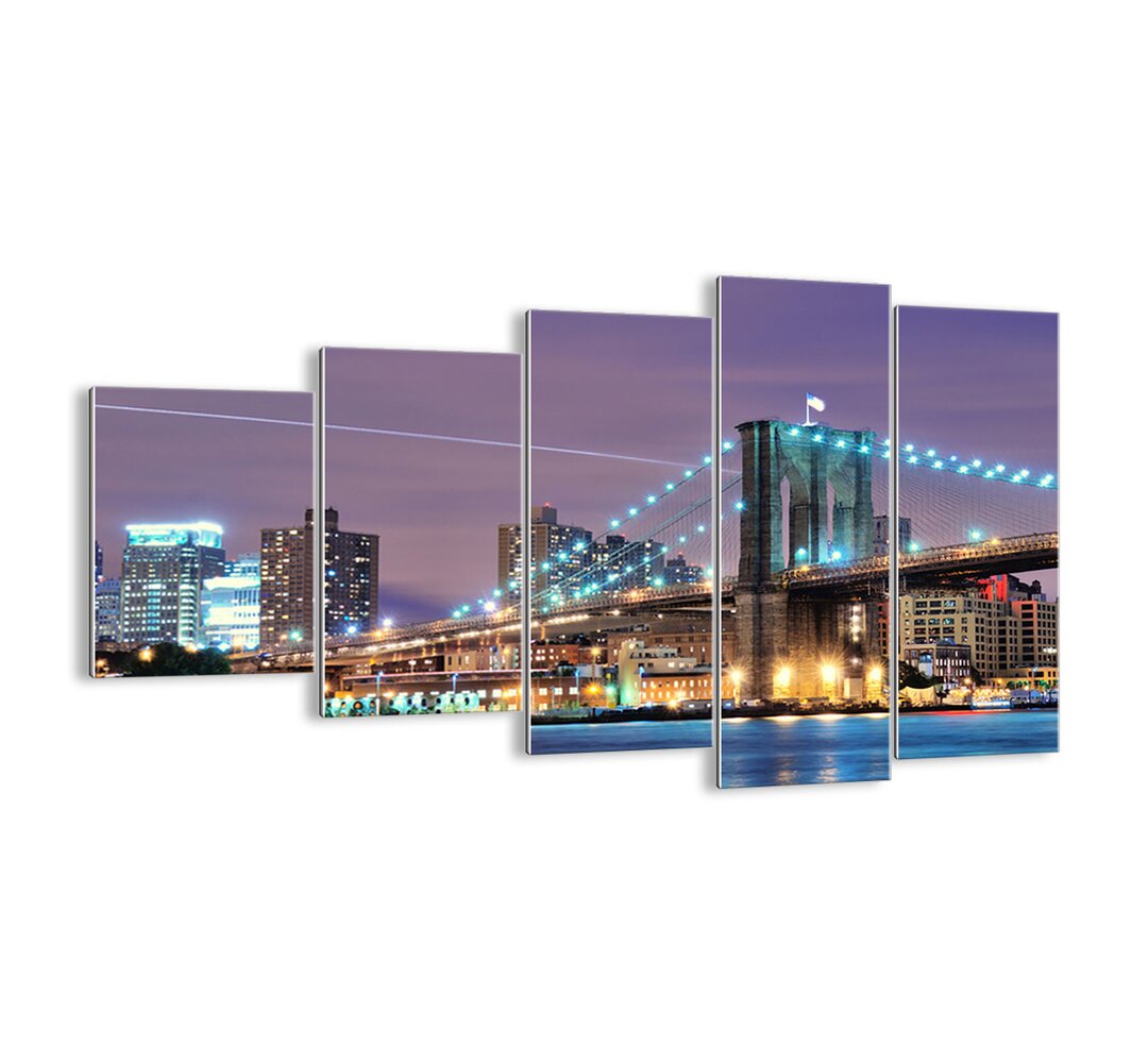 5-tlg. Glasbilder-Set - Fotografie „Brooklyn Bridge for Many Years”