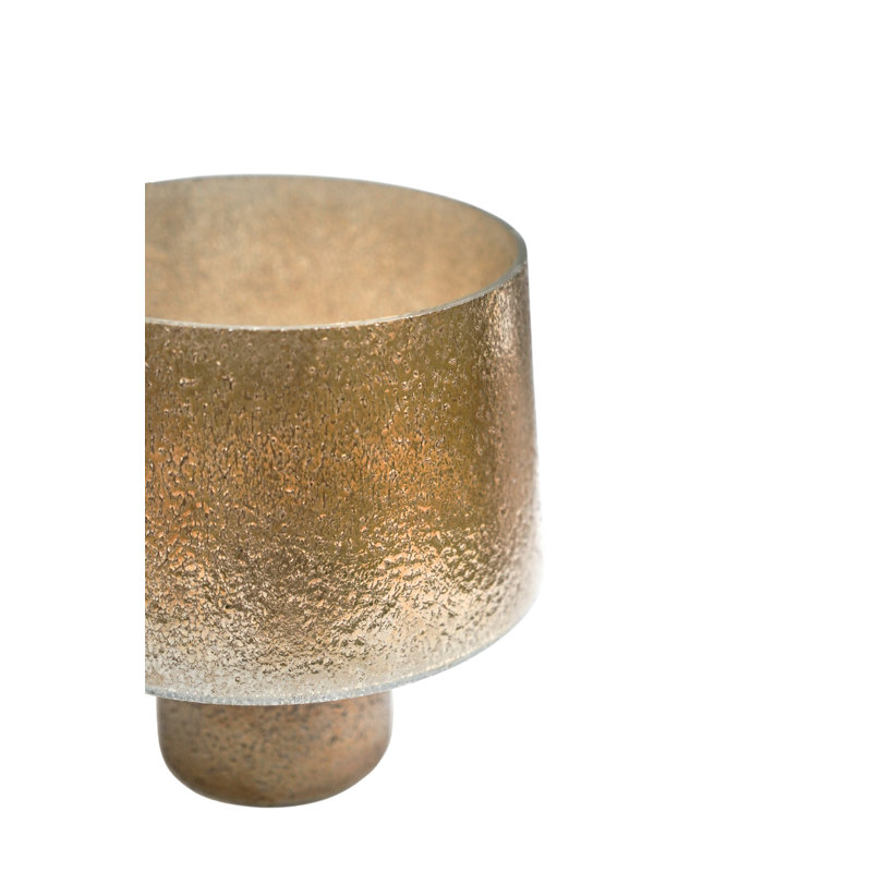 Opulent Curved Metallic Planter Handmade Glass Plant Pot, Gold