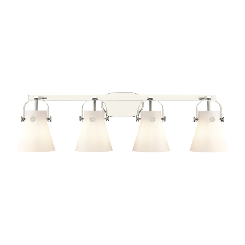 Éclairage pour meuble-lavabo mural 6 po 2 lumières Sidman, Blanc, Nickel poli, Quatre lumières