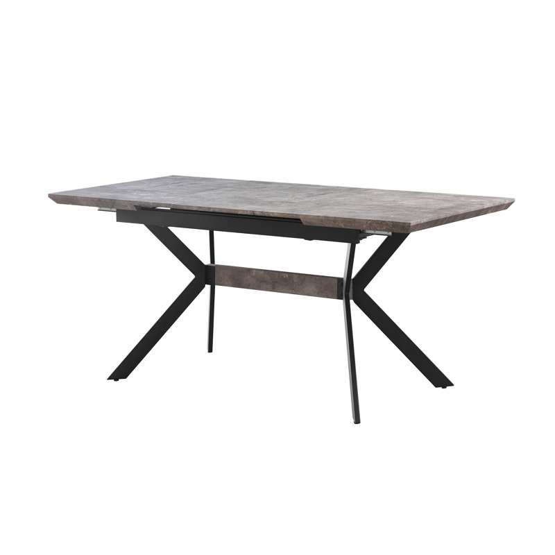 Anisur Extendable Solid Wood Top Dining Table, Grey, Black