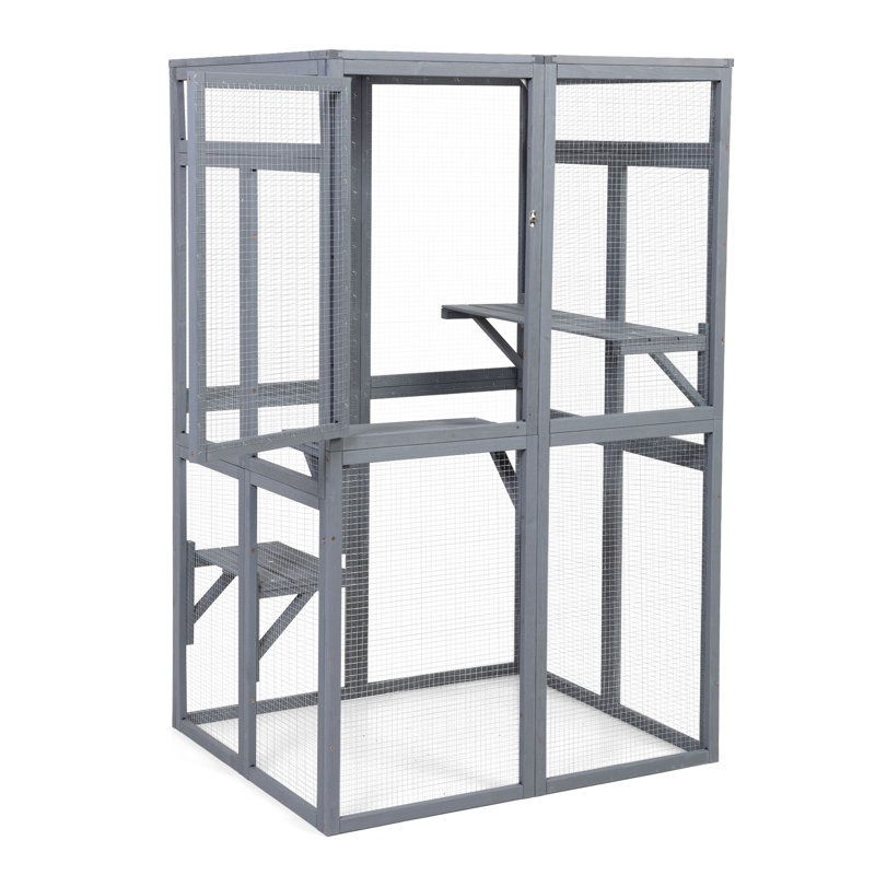 Extérieur en bois avec plateformes fiables et résistance aux intempéries, Gris