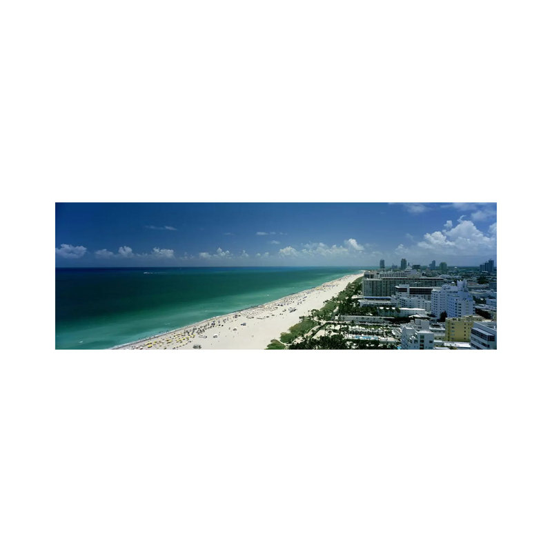 City At The Beachfront, South Beach, Miami Beach, Florida, USA - Wrapped Canvas Panoramic Print