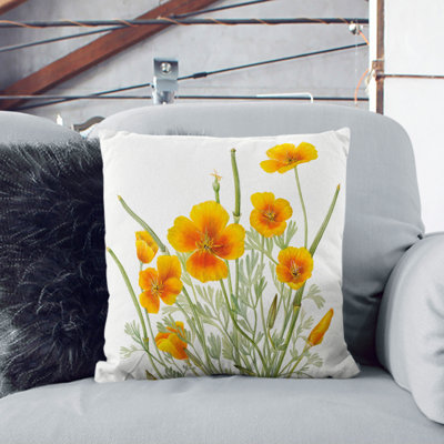 Mexican Poppy Square Throw Cushion