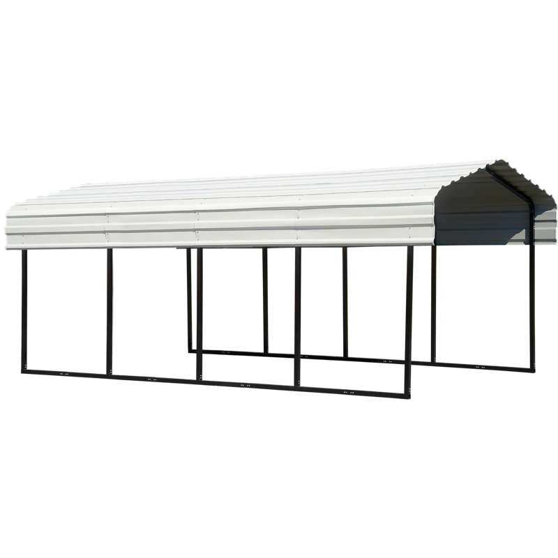 Abri de voiture en acier galvanisé, 10 x 20 x 7, H 98,4 po x l 120 po x P 237 po, Coquille d'oeuf
