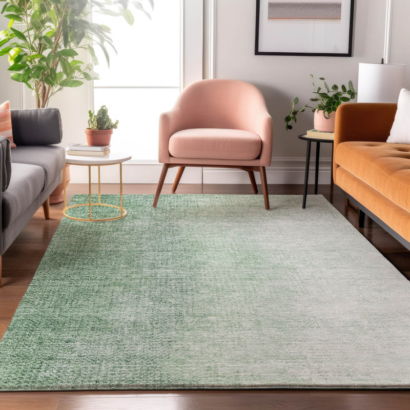 Tapis vert Prisco lavable à la machine de qualité supérieure, Rectangle 2 pi 6 po x 3 pi 10 po