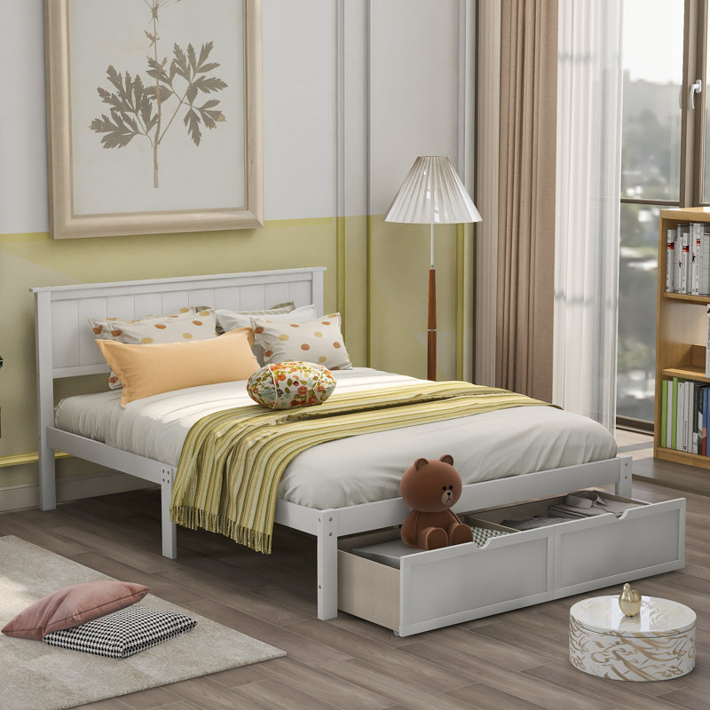 Full Size Platform Bed With Under-Bed Drawers