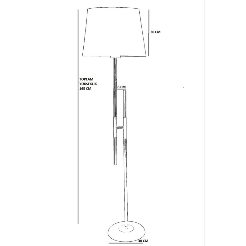 Lampe sur pied moderne Luro avec corps en métal, revêtement chromé et capuchon en tissu, 5,9 po de diamètre x 64,9 po de hauteur | Douille E27, 60 W maximum | Finition grise élégante, parfaite pour le salon, la chambre à coucher ou le bureau