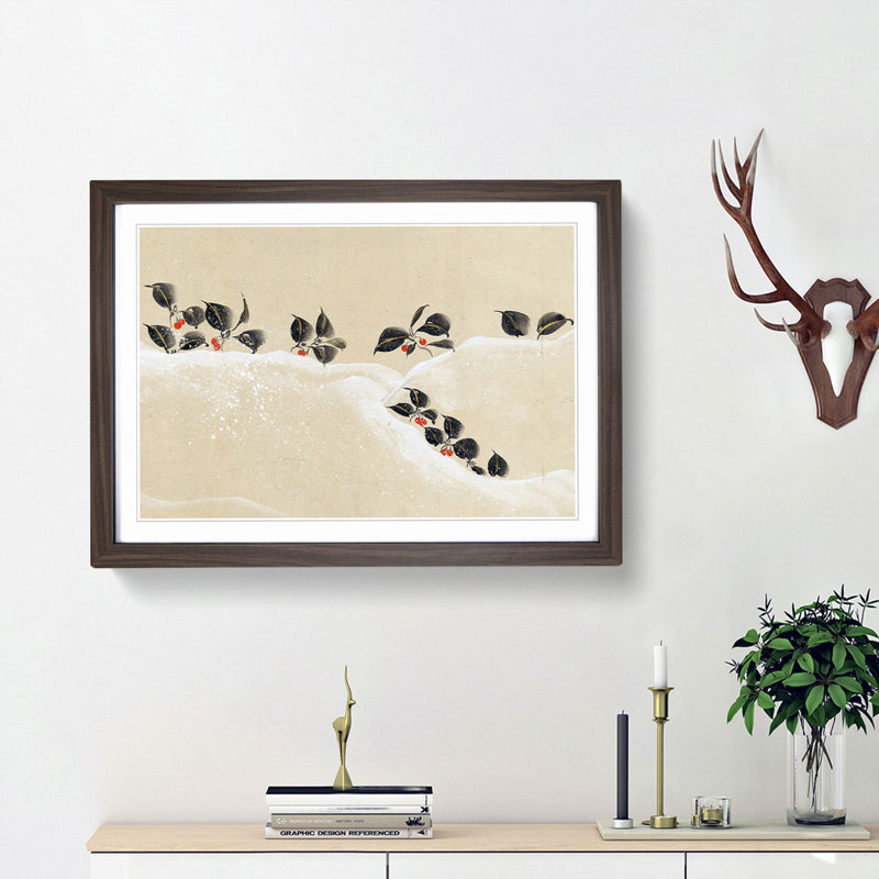 Winter Tree by Flowers Vol.1 by Sakai Hoitsu - Picture Frame Painting Print, 36cm H x 48cm W x 2cm D, Walnut Framed