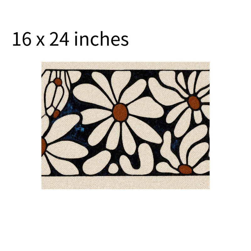 Tapis pour salle de bain à motif de marguerites, 16 x 24