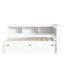 Lit simple avec bibliothèques en forme de L, ports de chargement et deux tiroirs en pin blanc pour la chambre à coucher, prises de courant encastrées Space Solution, rangement facile à assembler, design
