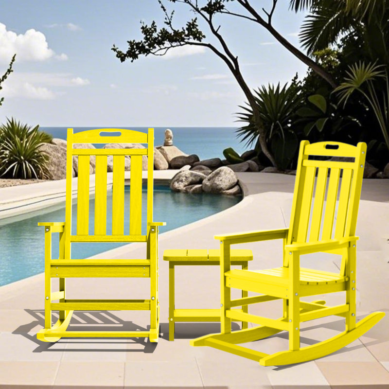 Ensemble de 2 chaises berçantes d'extérieur Hdpe, Jaune
