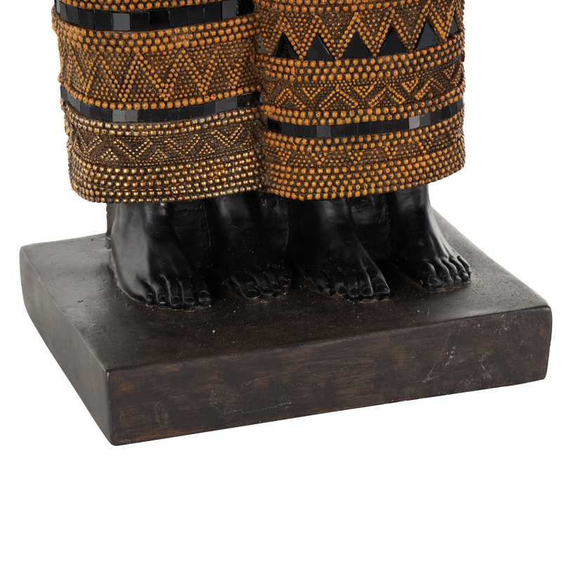 Cole And Grey Resin Tall African Family Decorative Sculpture With Gold Jewels