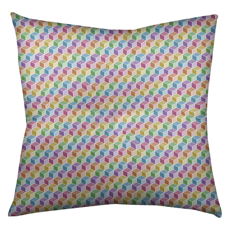 Coussin de sol Katelyn Elizabeth, 26 po x 26 po, Mauve / Bleu / Vert