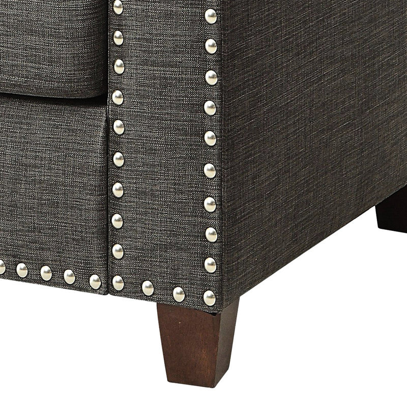 Fauteuil d'appoint gris anthracite en lin avec mélange de coussins chic et coussins élégants