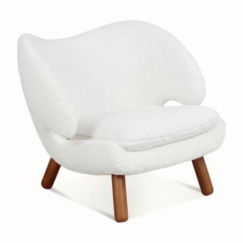 Chaise Pelican Sherpa - Blanc nuage / noyer