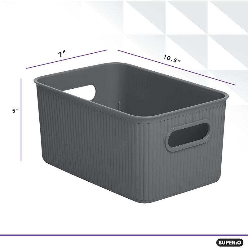 Paniers de rangement en plastique, 2, gris