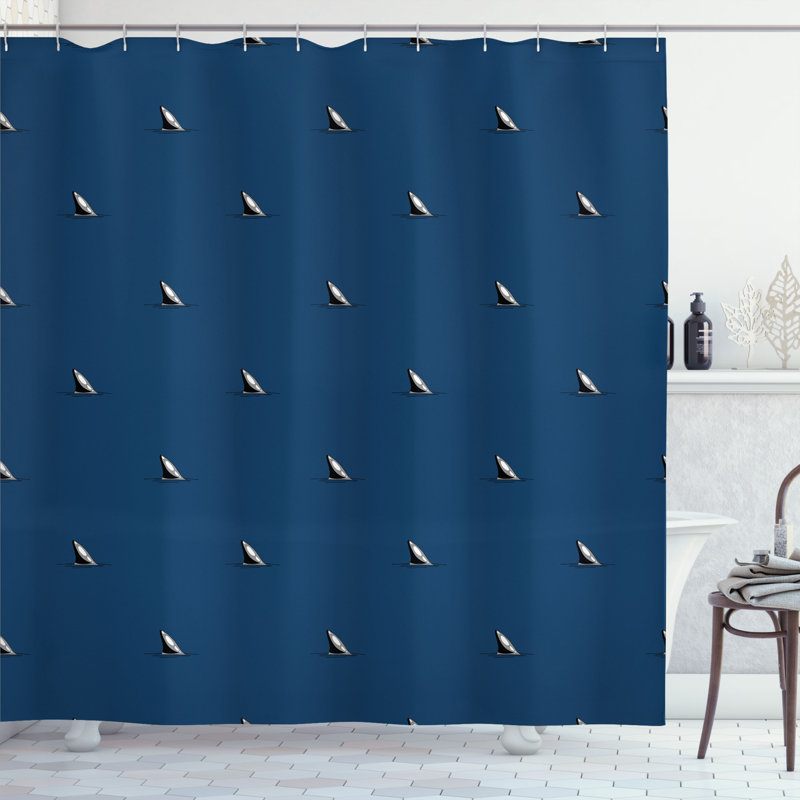 Shower Curtain with Hooks Included, Dark Navy, 70" H x 69" W