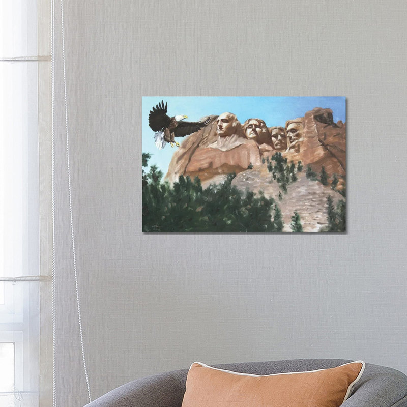 Bald Eagle At Mount Rushmore by D. "Rusty" Rust - Gallery-Wrapped Canvas Giclée on Canvas, Canvas