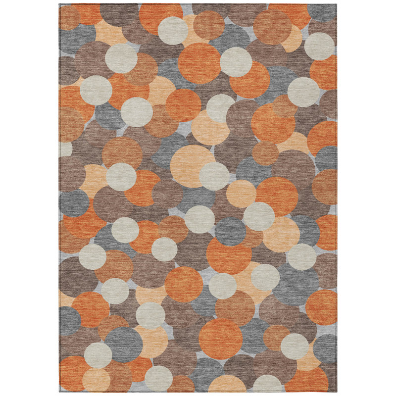 Machine Washable Indoor/Outdoor Chantille ACN2450 Geometric Rug, Orange, 5' x 7'6"
