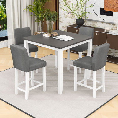 5-Piece Counter Height Dining Set with Table and 4 Upholstered Chairs for Dining Room