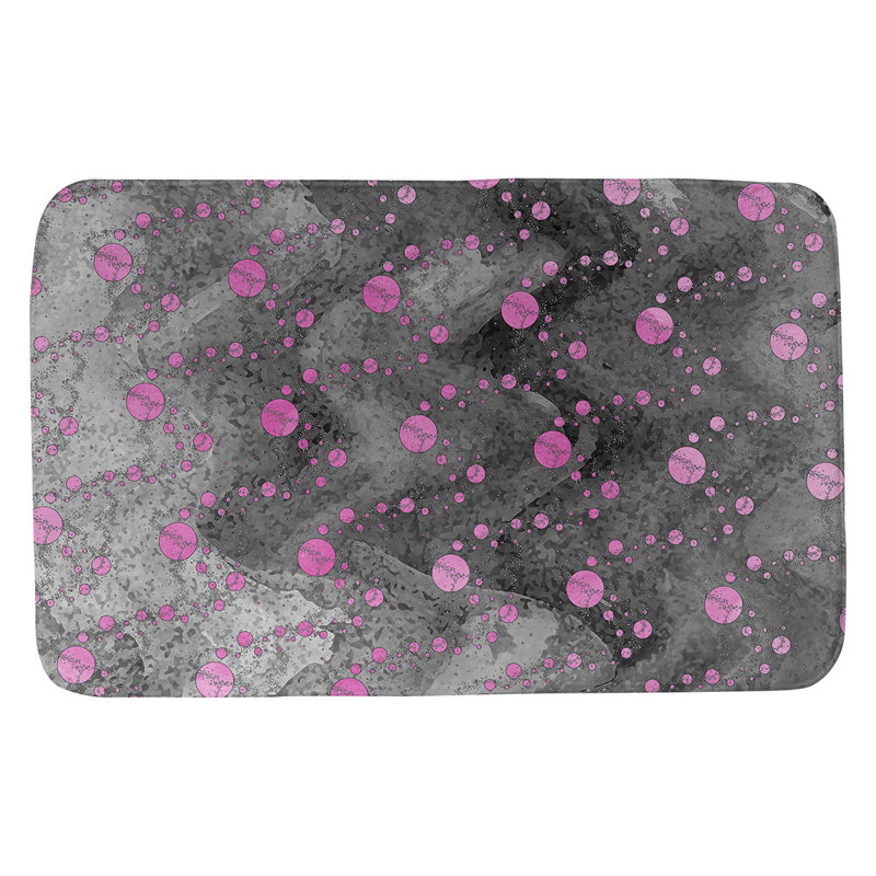 Tapis de salle de bain planet stars, l 17 po x L 24 po, Rose / Noir