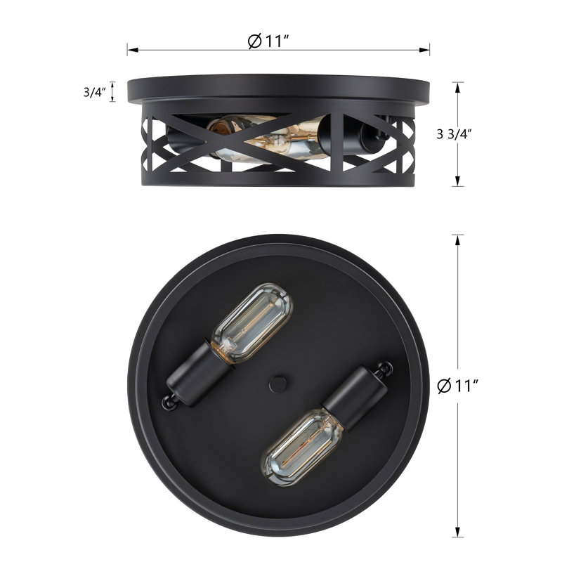 2-pack Black Round Flush Mount Ceiling Light With Turnable Light Cap