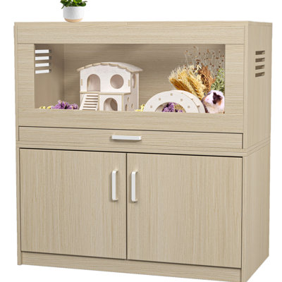 Wooden Hamster Habitat With Storage, Transparent Acrylic Windows, Large Space For Pets, Easy To Clean And Up Cage Wood, Panels, Ample Install