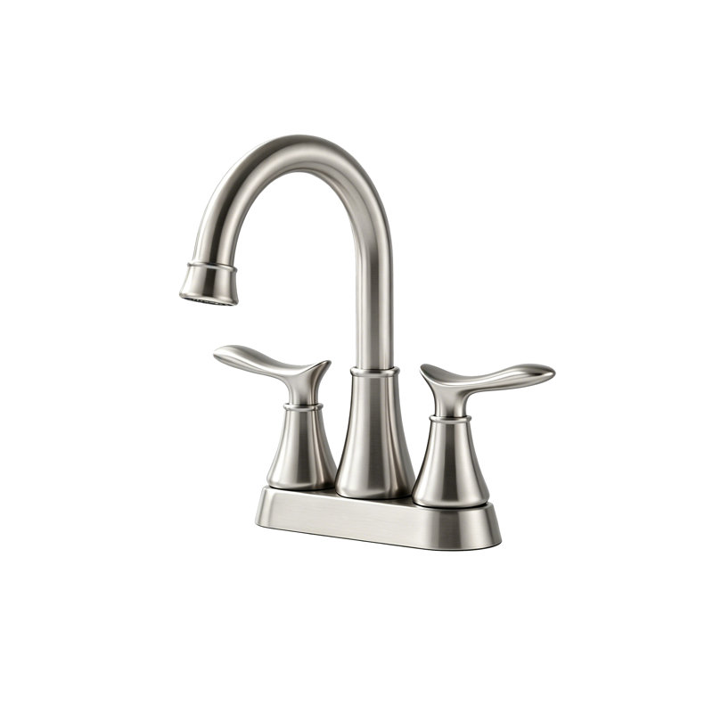 4-Inch Bathroom Faucet with 2-Handle with Pop-up Drain and Supply Hoses, Brushed Nickel