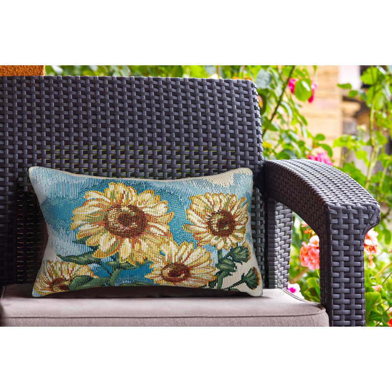  Polyester Lumbar Rectangular Indoor/Outdoor Pillow Cover and Insert, Height 18" x Width 12"