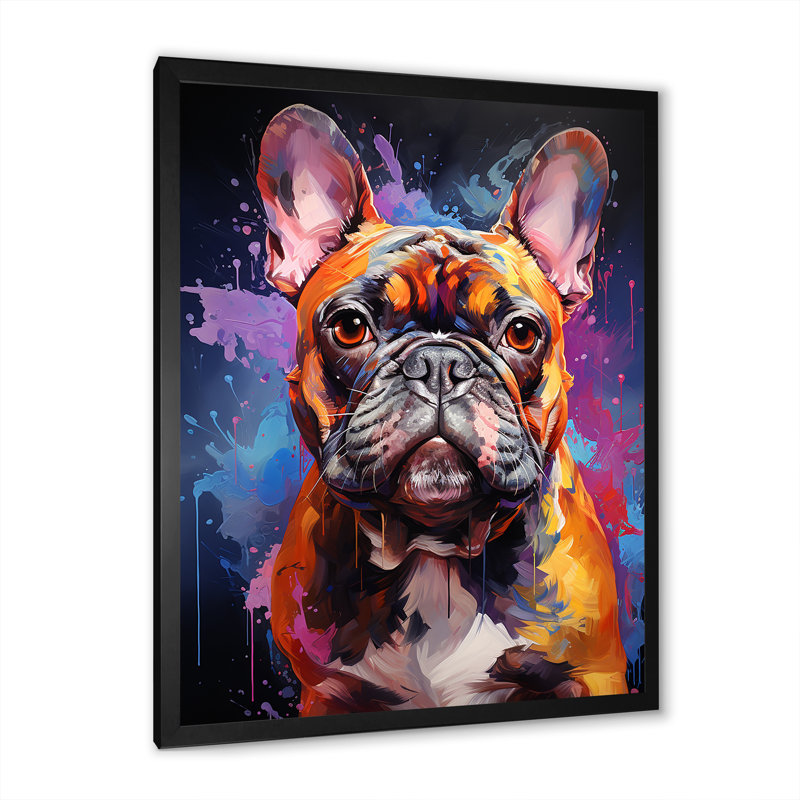 Bulldog Boldness V - reproduction sur toile, H 40 po x l 30 po x P 1,5 po, Cadre flottant doré