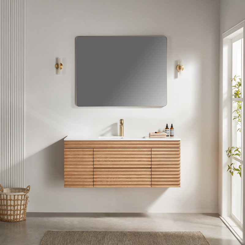Meuble-lavabo mural simple 48 po avec lavabo en céramique