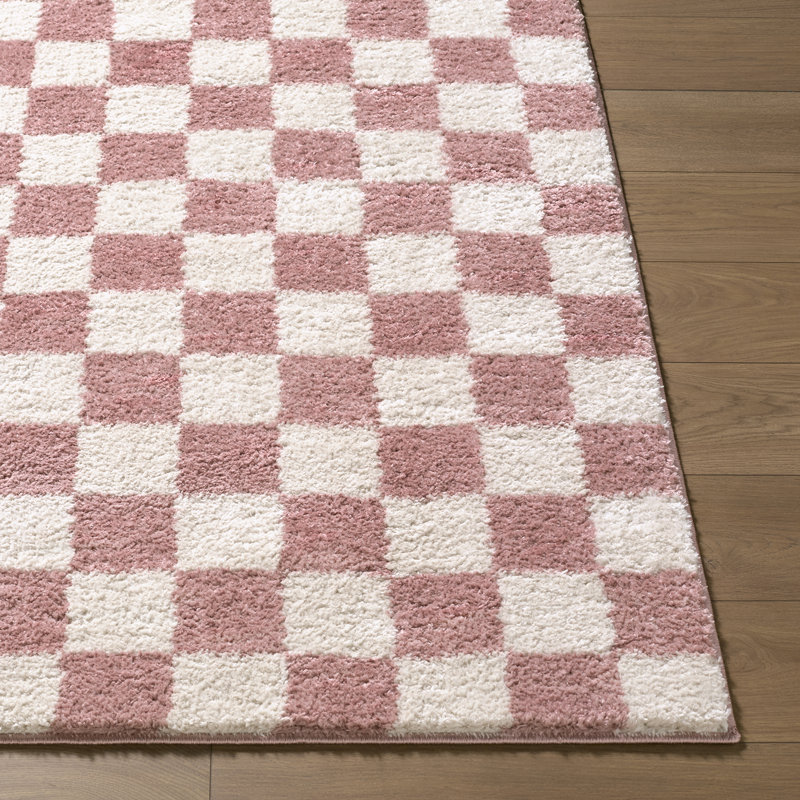 Moroccan Area Rug, Rose/Ivory, Rectangle 160 x 213 cm