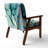 'Giliane - Turquoise And Green Marble Waves - Upholstered Abstract Accent Arm Chair-1553471921
