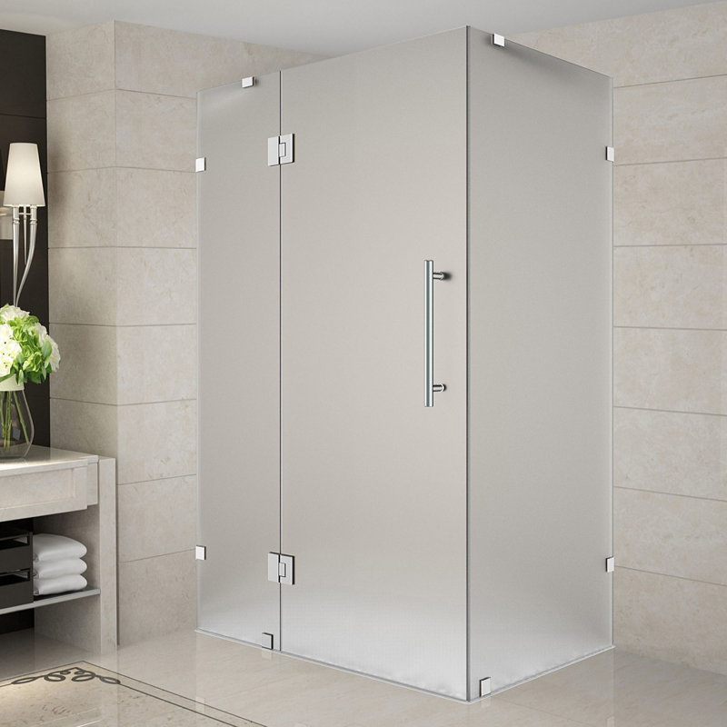 Cabine de douche sans cadre en verre givré l 48 po x P 34 po x H 72 po Avalux, Acier inoxydable