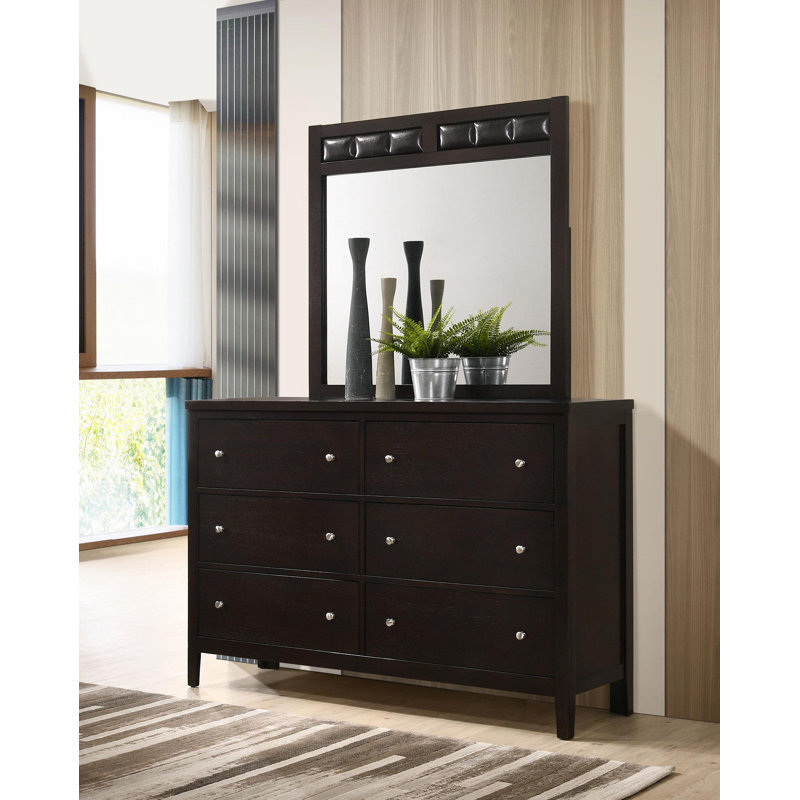 Commode 6 tiroirs avec miroir cappuccino