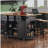 K&K 53inch Large Kitchen Island with 2 Bar Stools, Power Outlet,Door Internal Storage Rack, Kitchen Storage Cart on 5 Wheels with Drop Leaf, 5 Open Side Racks, 3 Drawers,Black (Three Packages)-1445420060