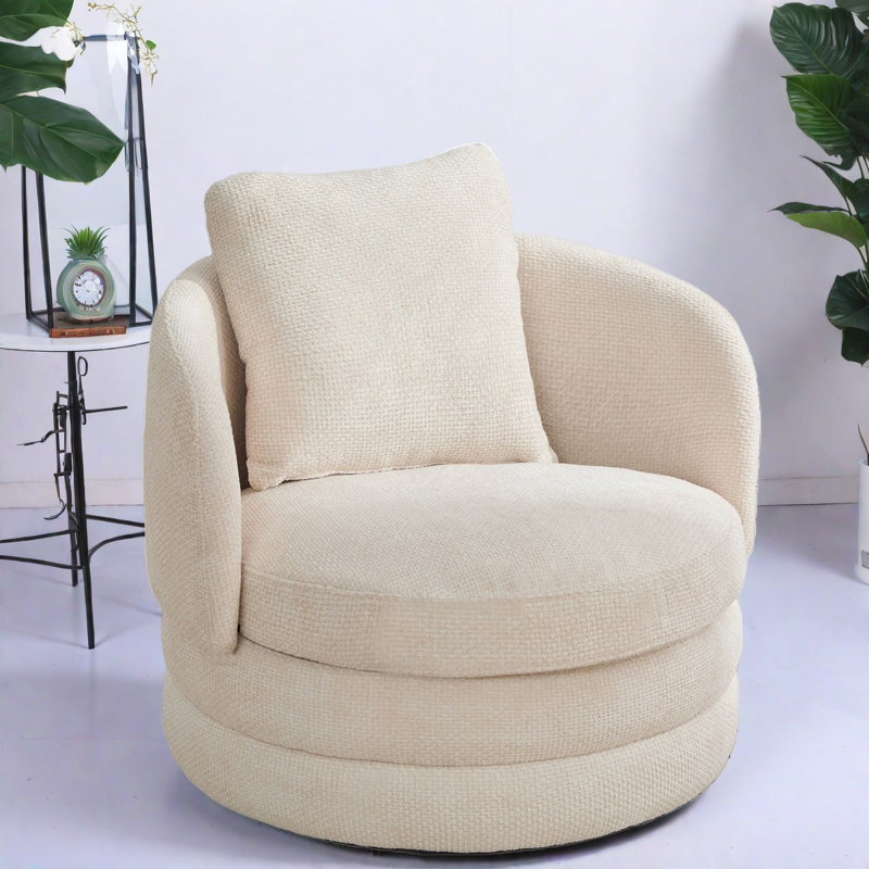 Chaises d'appoint pivotantes, fauteuil demi-tonneau en chenille moderne pour le salon