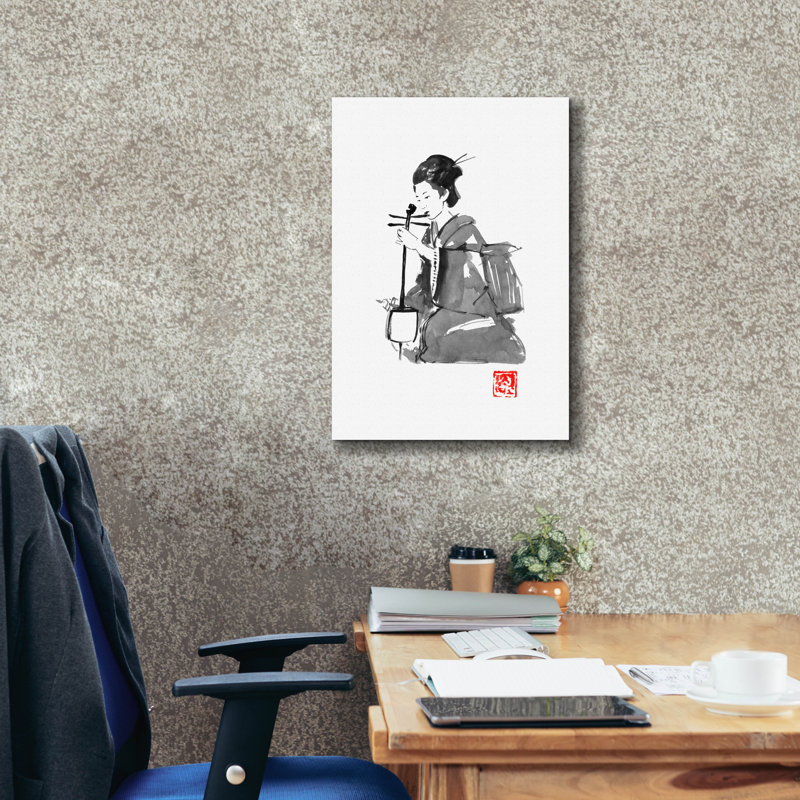 «Play Geisha» par Pechane, art mural sur toile, H 26 po x l 18 po