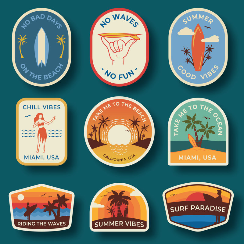 Beach Badges - Wrapped Canvas Print, 122cm H x 122cm W x 3.8cm D